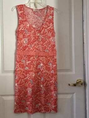Tory Burch Sleeveless 100% Silk Tropical Print Dress Size M    New